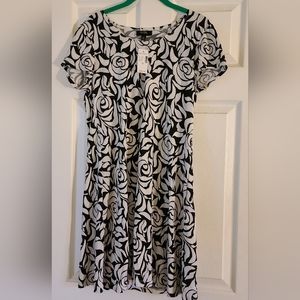 White and black rose dress